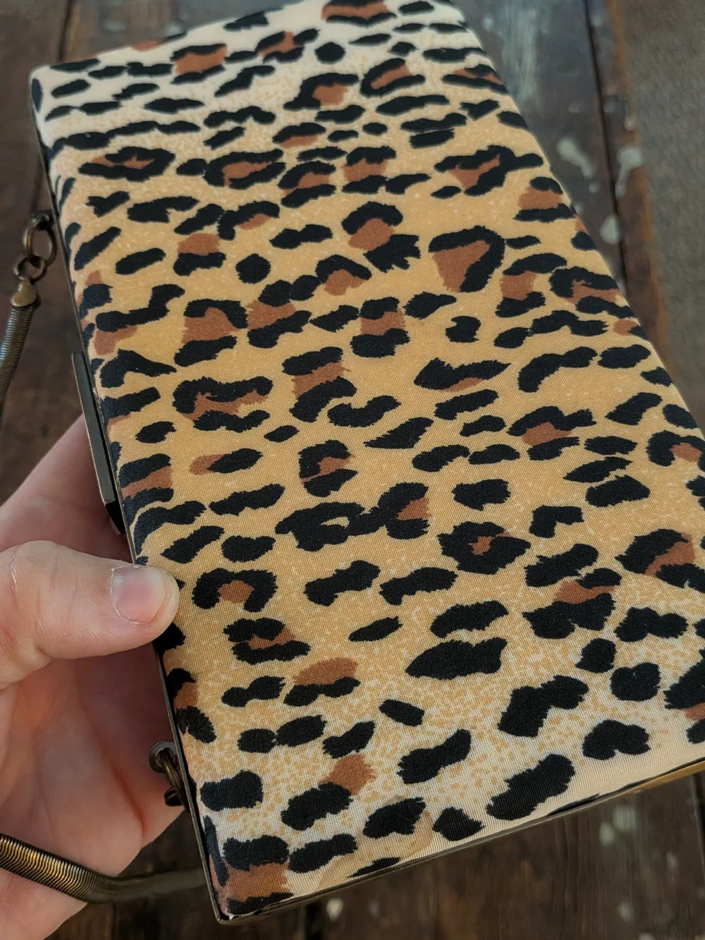 Vintage Y2K Far Nine Leopard Print Hard Case Clutch Evening Bag